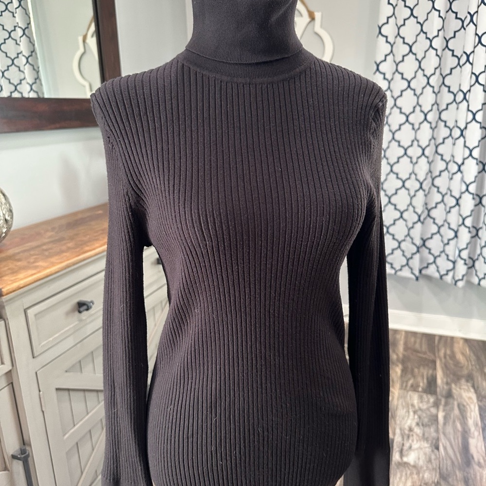 LOFT Black Ribbed Turtleneck Sweater